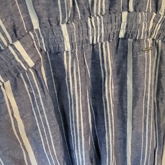 Nautica Linen Blend Bib Elastic Back Stripe Jumpsuit - Picture 6 of 10